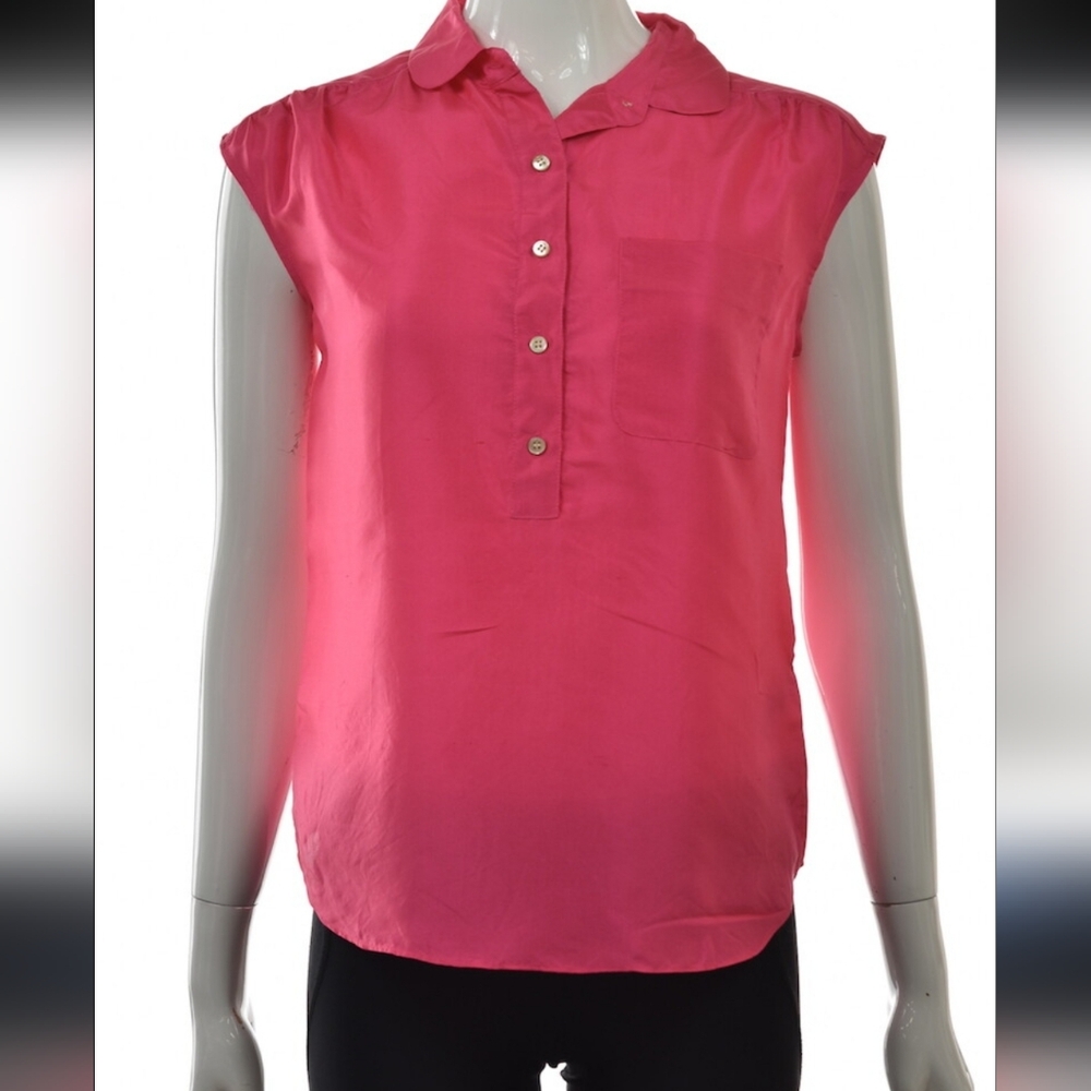 J. Crew Pink Mandarin Collar Blouse